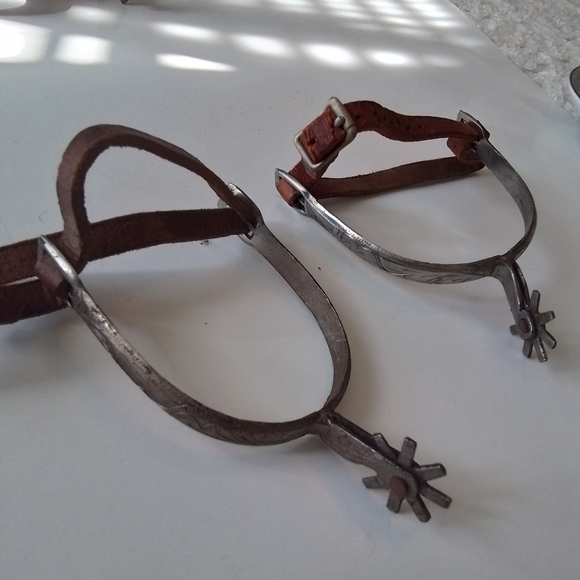 Vintage Silver and Brown Men's Spurs, 2 Pair - Picture 8 of 13